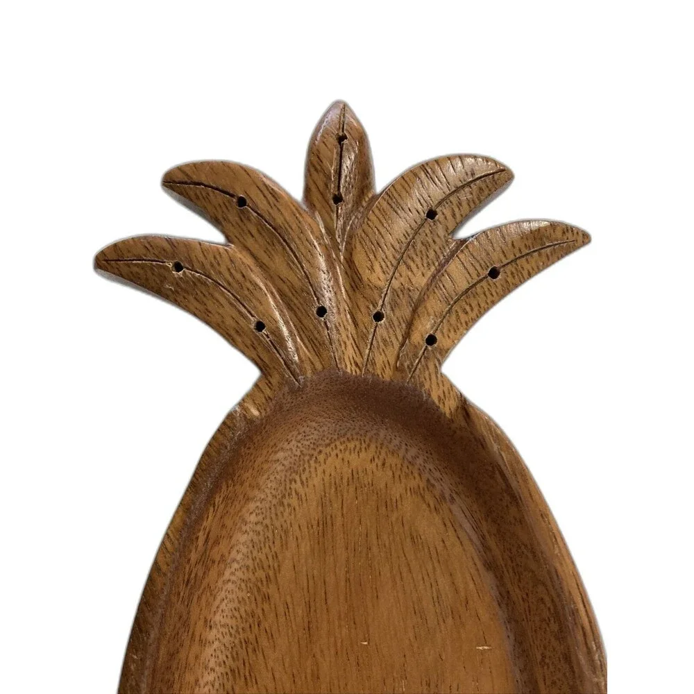 Monkey Pod Tray Pineapple Honolulu Waikiki Hawaii Bowl 9.25 x 4 inches